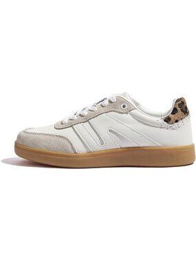 Women White Beige Classic Retro Gum Sole Fashion Casual Tennis Skate Sneakers